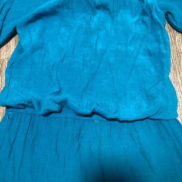 GB Girls Teal Blue Blouson Waist Dress L - Picture 2 of 5